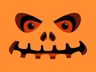 Pumpkin face. Halloween scary pumpkin face. Design for posters, banners and promotional items. Vector illustration
