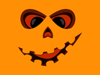 Pumpkin face. Halloween scary pumpkin face. Design for posters, banners and promotional items. Vector illustration