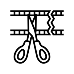 cropping video line icon vector. cropping video sign. isolated contour symbol black illustration
