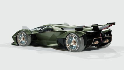 Fototapeta premium 3D rendering of a brand-less generic concept car 