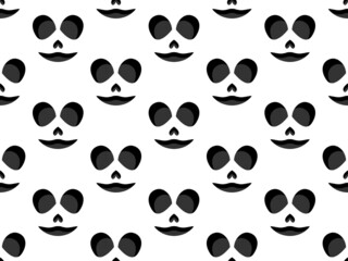 Scary face seamless pattern. Spooky halloween face with evil scary eyes. Ghost mask. Festive background design for banners and posters, wrapping paper and promotional items. Vector illustration