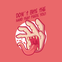 Monster hand character vector illustration.Funny, Halloween, horror design concept.