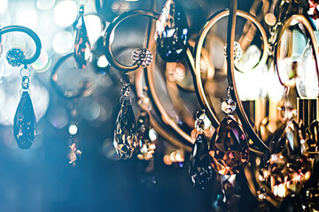 Crystal glass chandelier as home decor, interior design and luxury furniture detail, holiday...