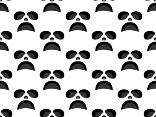 Scary face seamless pattern. Spooky halloween face with evil scary eyes. Ghost mask. Festive background design for banners and posters, wrapping paper and promotional items. Vector illustration