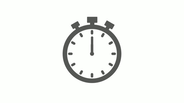 Stop watch clock animated on white background