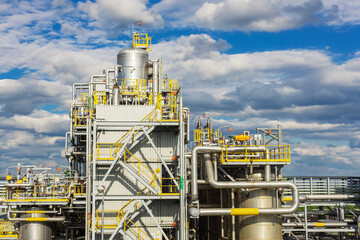 View of the liquefied gas production plant. Technological equipment