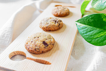 Cookies on white background. Homemade concept. Flat lay, top view.