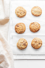 Cookies on white background. Homemade concept. Flat lay, top view.