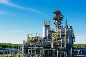 View of the liquefied gas production plant. Technological equipment