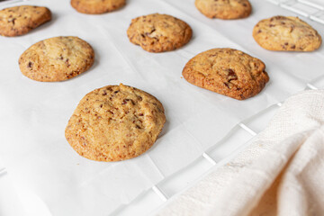 Cookies on white background. Homemade concept. Flat lay, top view.