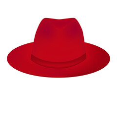 Elegant womens red hat with brim - vector. Beauty Fashion.