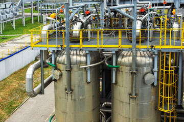 Adsorber columns at a liquefied gas production plant. Technological equipment.