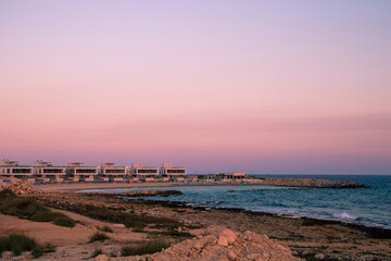 Fototapeta na wymiar Construction work on the new marina in Ayia Napa, Cyprus in September 2021