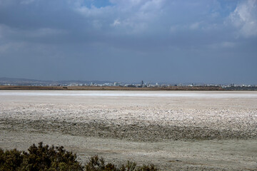 The Larnaca Salt Lake on the outskirts of the city in Cyprus