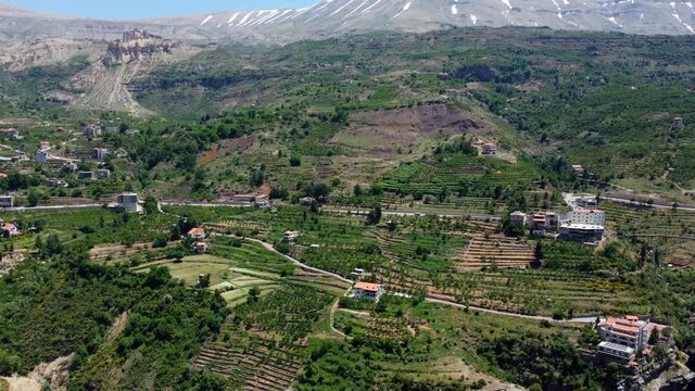 Panoramic View Of The Famous Kadisha Valley In Lebanon. UNESCO World Heritage Site. panning right