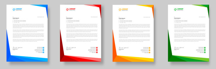 corporate modern letterhead design template with yellow, blue, green, and red colors. creative modern letterhead design template for your project. letter head, letterhead, business letter head design.
