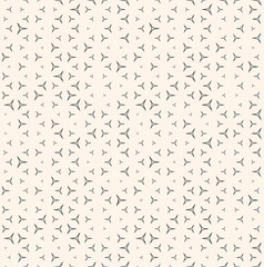 Vector seamless pattern with small linear triangles. Subtle minimalist background with halftone effect, randomly scattered shapes. Simple modern black and white ornament texture. Monochrome design