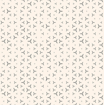 Vector seamless pattern with small linear triangles. Subtle minimalist background with halftone effect, randomly scattered shapes. Simple modern black and white ornament texture. Monochrome design