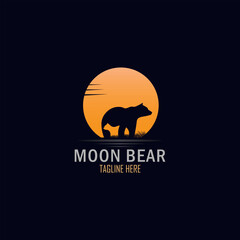 Moon bear with cubs logo design template vector illustration