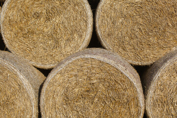 Straw rolls, stacked in a pyramid. Close-up shot.