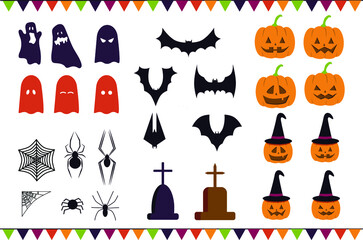Halloween: set of colorful Happy Halloween icons.