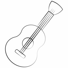 Single element Guitar. Draw illustration in black and white