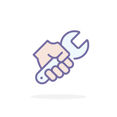 Fototapeta premium Wrench in hand icon in filled outline style.