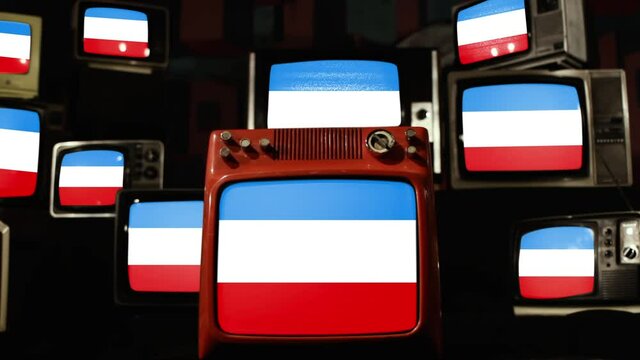 Flag of Mannheim, Germany, and Vintage Televisions.