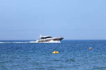 Luxurious motor boat sailing the sea