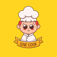 cute boy chef logo concept illustration