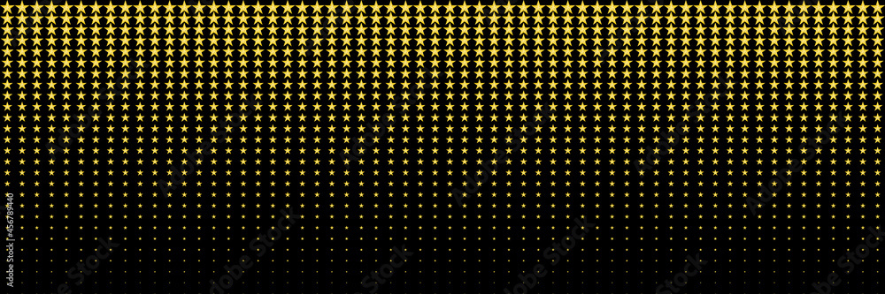 Poster horizontal gold blended star on black for pattern and background