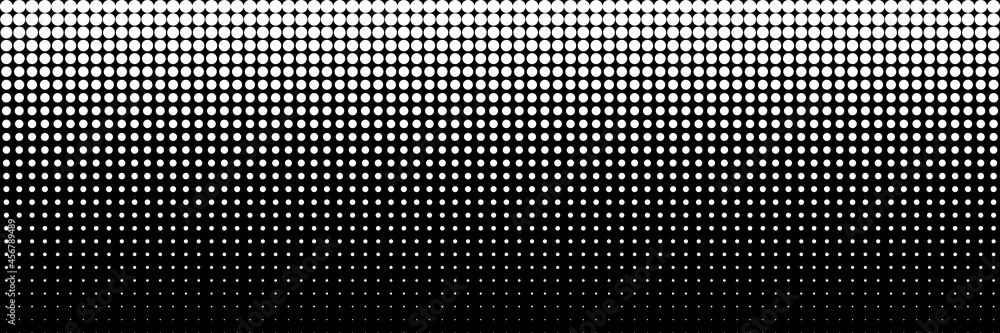 Poster horizontal white dot circle on black for pattern and background