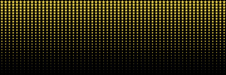 horizontal gold blended star on black for pattern and background