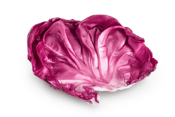 Fresh red radicchio salad leaf isolated on white background with clipping path and full depth of field