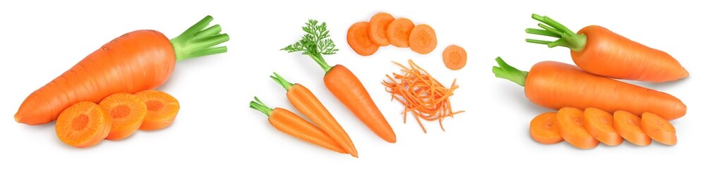 Carrot isolated on white background . Set or collection