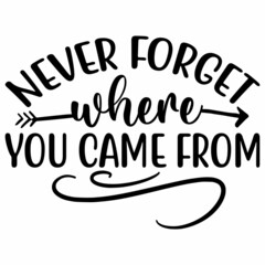 NEVER Forget where YOU CAME FROM SVG Design 2  |  Typography |  Silhouette  |  Family SVG Cut Files