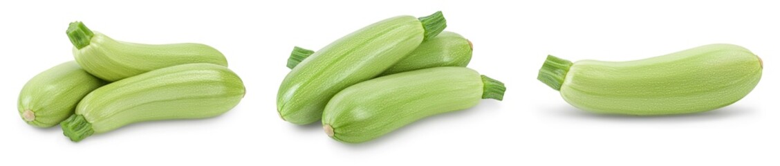 zucchini or marrow isolated on white background with clipping path and full depth of field, Set or collection