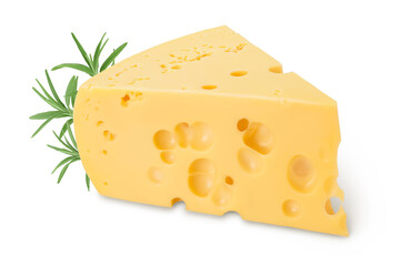 piece of cheese isolated on white background with clipping path and full depth of field