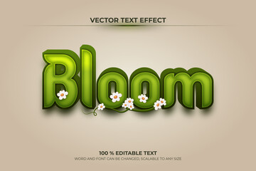 Bloom editable 3d text effect with flower
