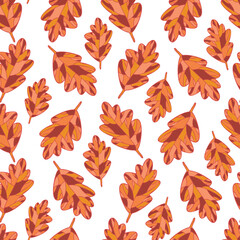Abstract elegant seamless pattern of lined botanical floral motifs of plants and leaves