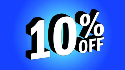 Sale tag 10% off - 3D and blue - for promotion offers and discounts