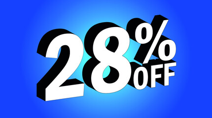Naklejka na ściany i meble Sale tag 28% off - 3D and blue - for promotion offers and discounts