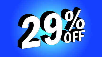 Sale tag 29% off - 3D and blue - for promotion offers and discounts