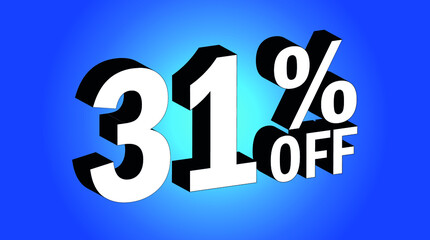 Sale tag 31% off - 3D and blue - for promotion offers and discounts