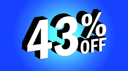 Sale tag 43% off - 3D and blue - for promotion offers and discounts