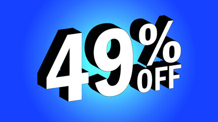 Sale tag 49% off - 3D and blue - for promotion offers and discounts