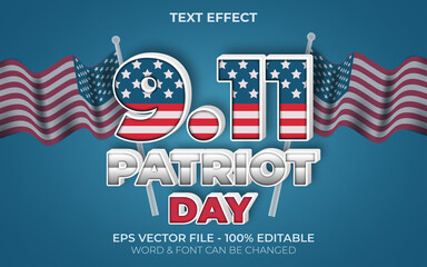 9.11 patriot day text effect style. Editable text effect.
