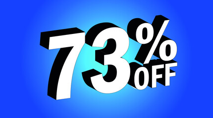 Sale tag 73% off - 3D and blue - for promotion offers and discounts