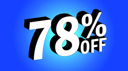 Sale tag 78% off - 3D and blue - for promotion offers and discounts