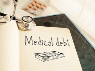Medical debt is shown on the business photo using the text